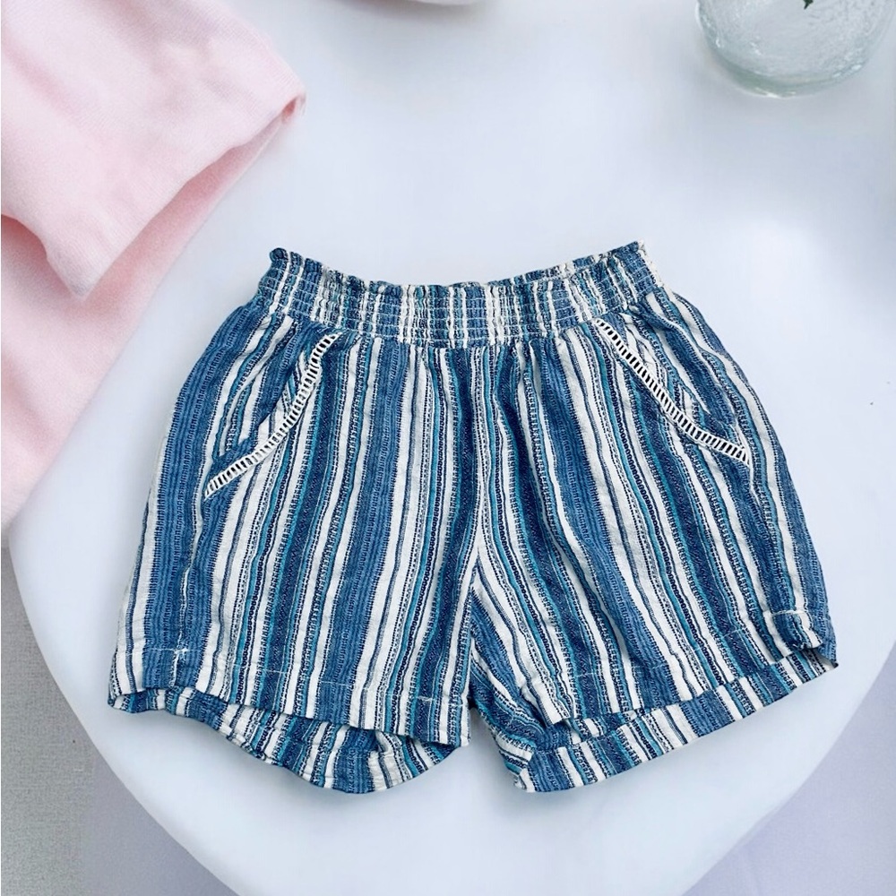 BRIGGS Blue & White Linen Shorts